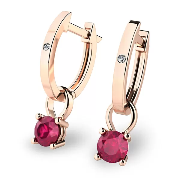 Zlaté oválky s diamanty a rubíny 10861-CV-DIA-RUB