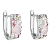 Stříbrné náušnice visací s krystaly Swarovski růžový půlkruh 31123.3 magic rose