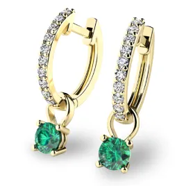 Dámské náušnice žluté zlato 585/1000 přírodní diamant 0.300 ct G/SI briliantové se smaragd 10863-ZL-DIA-SMA
