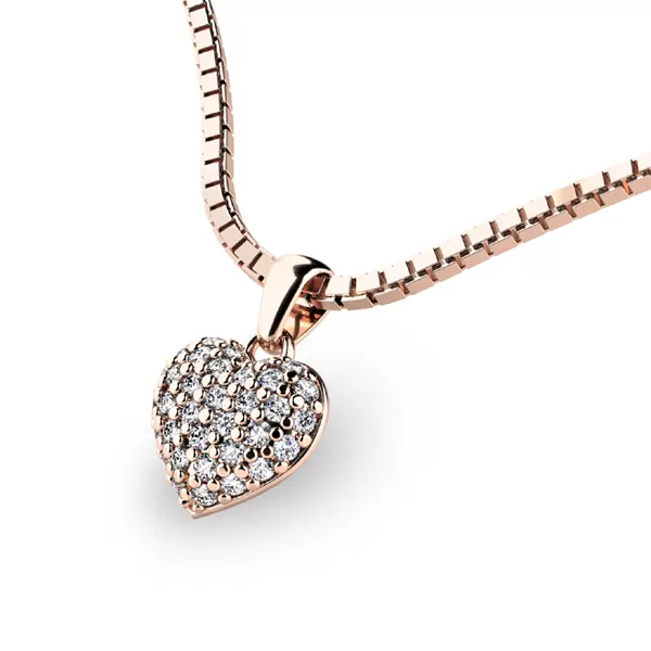 Srdce z růžového zlata s diamanty 10923-CV-DIA
