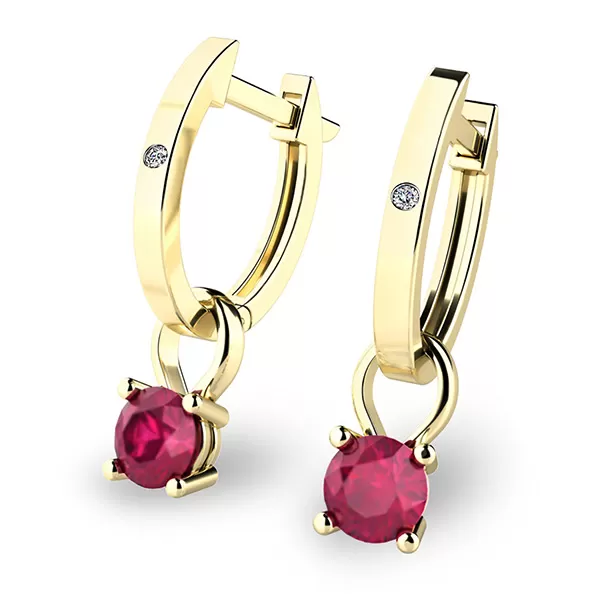 Zlaté oválky s diamanty a rubíny 10861-ZL-DIA-RUB
