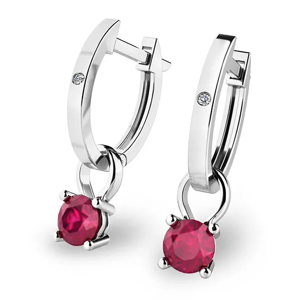 Zlaté oválky s diamanty a rubíny 10861-B-DIA-RUB
