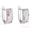 Stříbrné náušnice visací s krystaly Swarovski růžový půlkruh 31123.3 magic rose