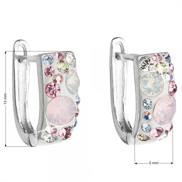 Stříbrné náušnice visací s krystaly Swarovski růžový půlkruh 31123.3 magic rose