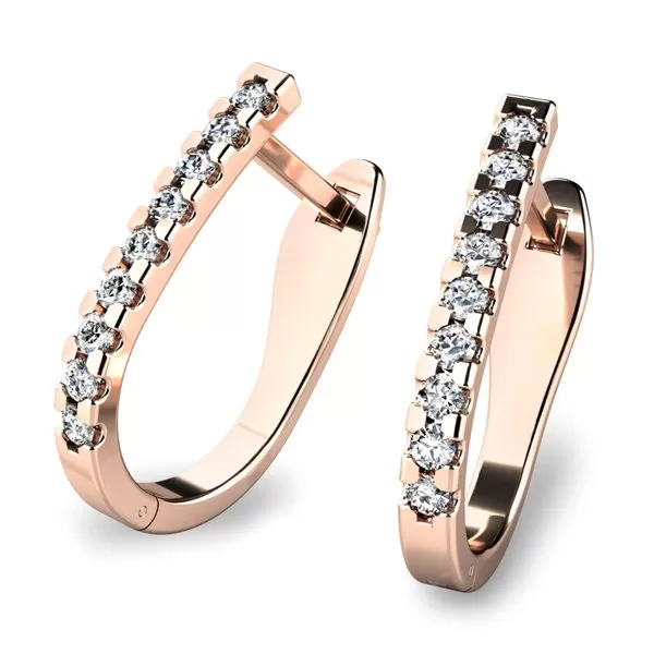 Dámské náušnice růžové zlato 585/1000 přírodní diamant 0.50 ct G/SI se safíry 10862-CV-DIA-SAF