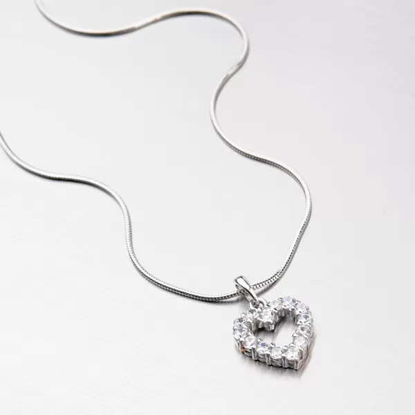 Dámský přívěsek bílé zlato 585 zirkon srdce DZ0020B