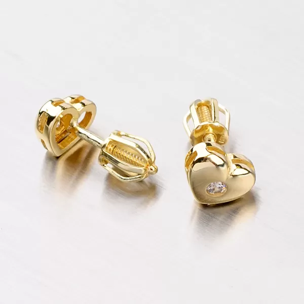 Dámské náušnice žluté zlato 585 zirkon srdíčka DZ1925ZL