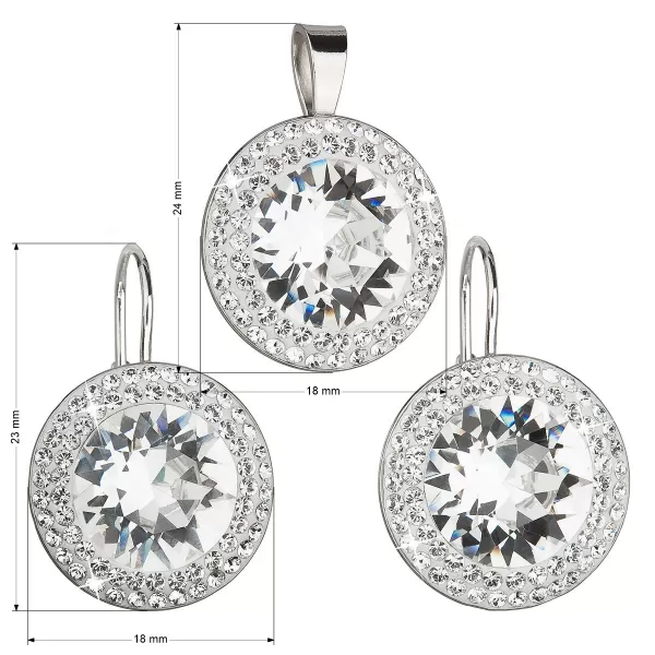 Sada šperků s krystaly Swarovski náušnice a přívěsek bílé kulaté 39108.1