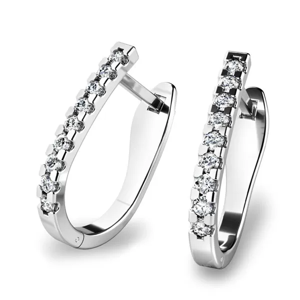 Dámské náušnice bílé zlato 585/1000 přírodní diamant 0.50 ct G/SI se safíry 10862-B-DIA-SAF