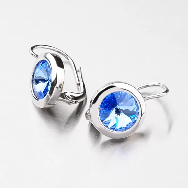 Stříbrné náušnice s modrým krystalem 10 mm N503M-JK