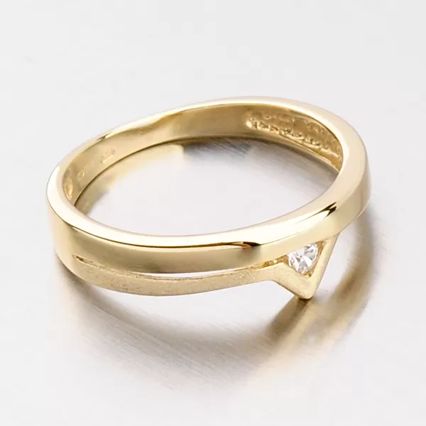 Dámský prsten žluté zlato 585 zirkon DZ1565ZL