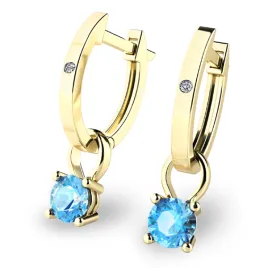 Dámské náušnice žluté zlato 585/1000 přírodní diamant 0.45 ct G/SI oválky s a topazy 10861-ZL-DIA-TPZ