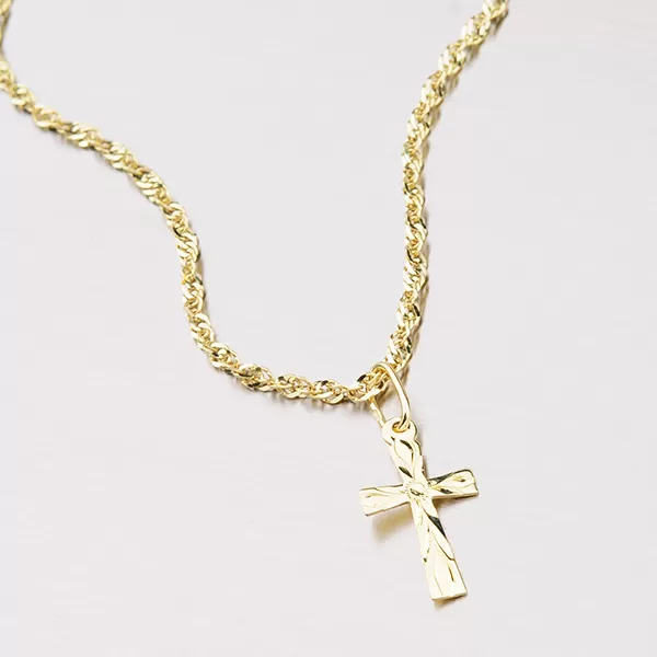 Zlatý křížek s ručním rytím 322P-130099