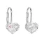 Stříbrné náušnice visací s krystaly Swarovski bílé srdce 31125.9