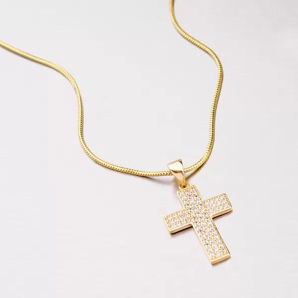 Přívěsek žluté zlato 585 zirkon ve tvaru kříže 142-1063