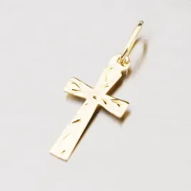 Přívěsek žluté zlato 585 křížek s ručním rytím 322P-130099