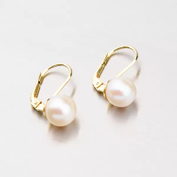 Dámské náušnice žluté zlato 585 perly 353-0186