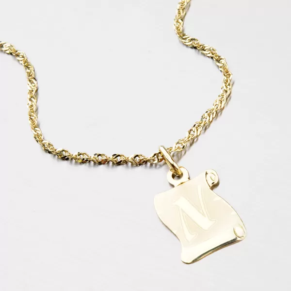 Přívěsek žluté zlato 585 pergamen s písmenkem N 43-2065-N
