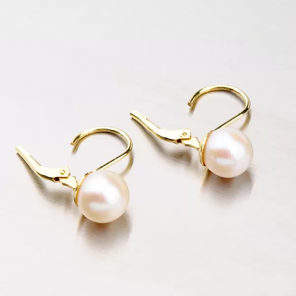 Dámské náušnice žluté zlato 585 perly 353-0186