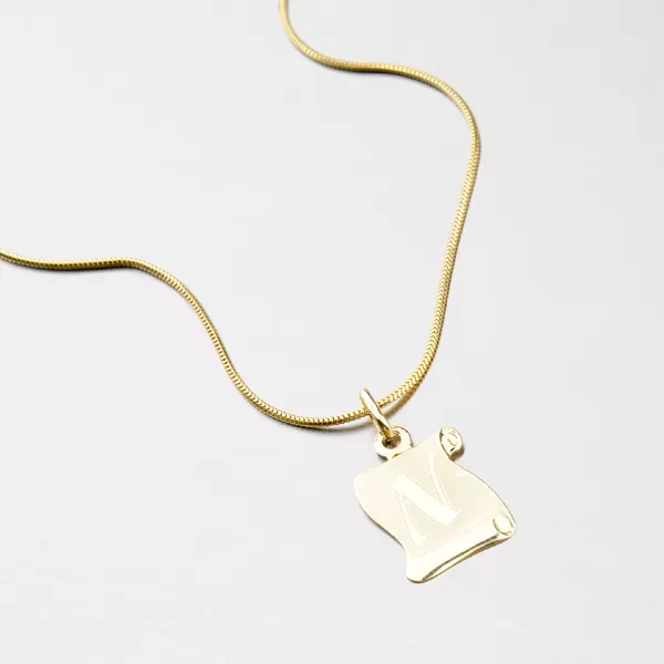 Přívěsek žluté zlato 585 pergamen s písmenkem N 43-2065-N