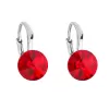 Stříbrné náušnice visací s krystaly Swarovski červené kulaté 31229.3