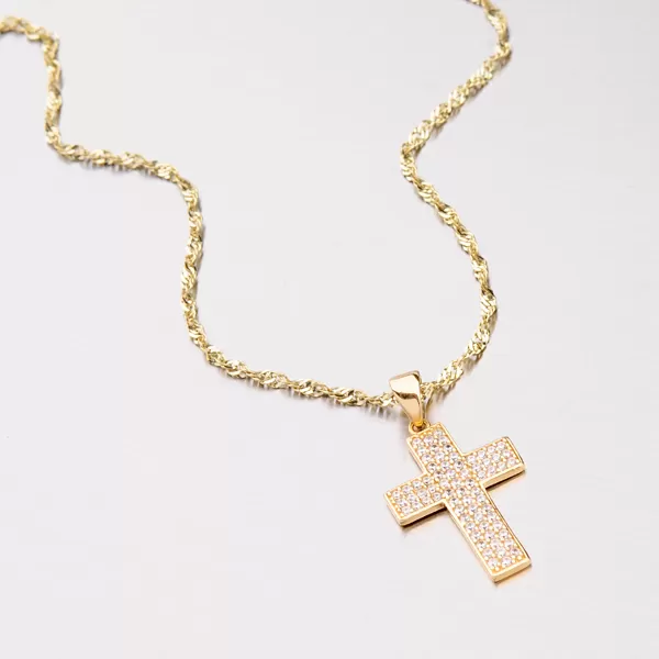 Přívěsek žluté zlato 585 zirkon ve tvaru kříže 142-1063