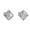 Stříbrné náušnice pecka s krystaly Swarovski mix barev kosočtverec 31169.3 sakura