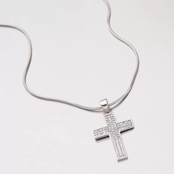 Zlatý přívěsek ve tvaru kříže se zirkony 147-0607