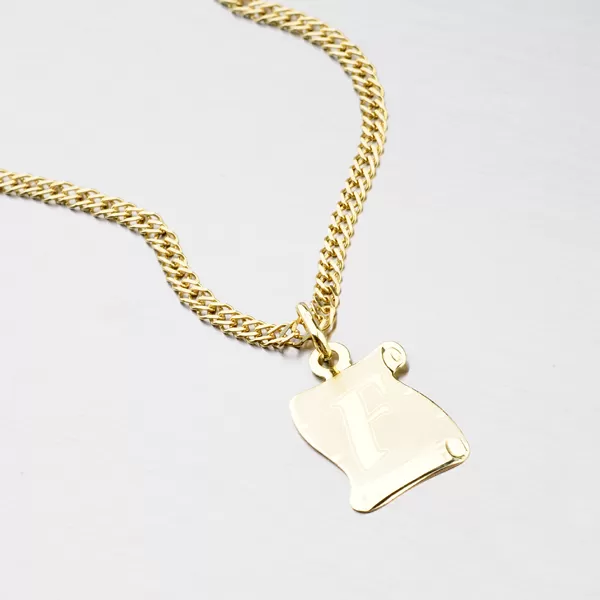 Přívěsek žluté zlato 585 pergamen s písmenkem F 43-2065-F