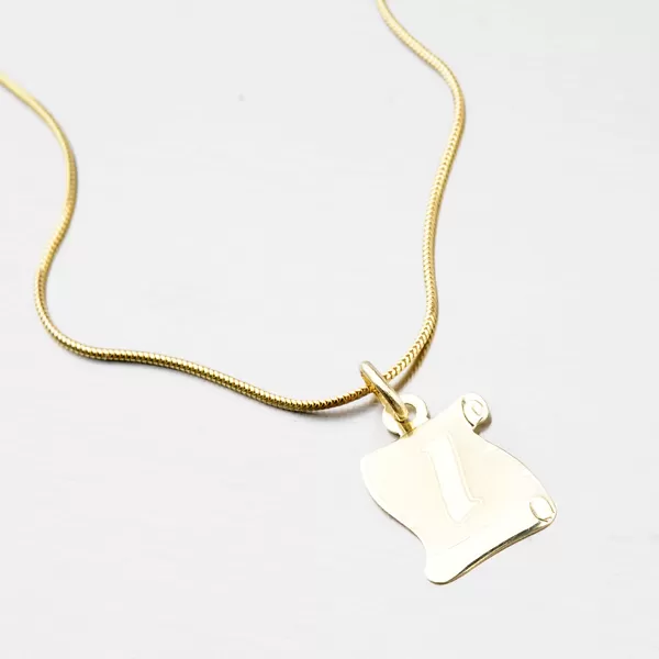 Přívěsek žluté zlato 585 pergamen s písmenkem 43-2065-I