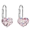 Stříbrné náušnice visací s krystaly Swarovski růžové srdce 31125.9