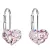 Stříbrné náušnice visací s krystaly Swarovski růžové srdce 31125.9
