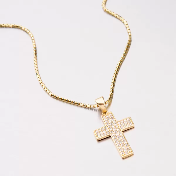 Přívěsek žluté zlato 585 zirkon ve tvaru kříže 142-1063