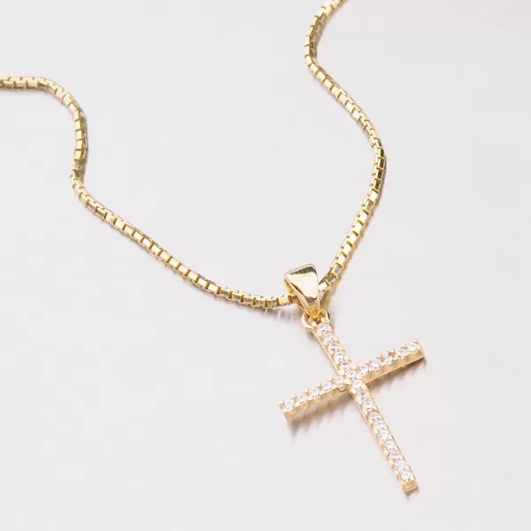 Přívěsek žluté zlato 585 zirkon kříž 142-0598