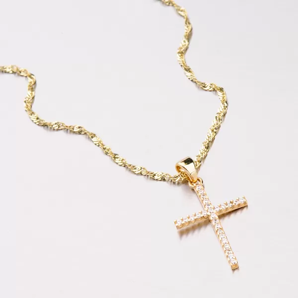 Přívěsek žluté zlato 585 zirkon kříž 142-0598