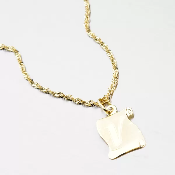 Přívěsek žluté zlato 585 pergamen s písmenkem 43-2065-V