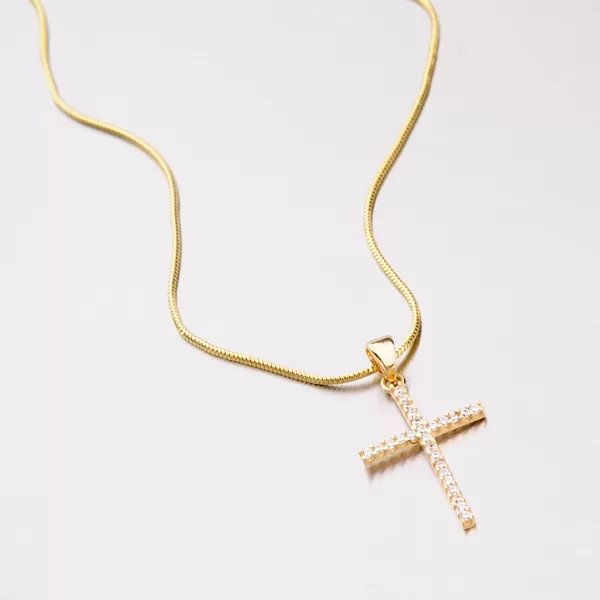 Přívěsek žluté zlato 585 zirkon kříž 142-0598