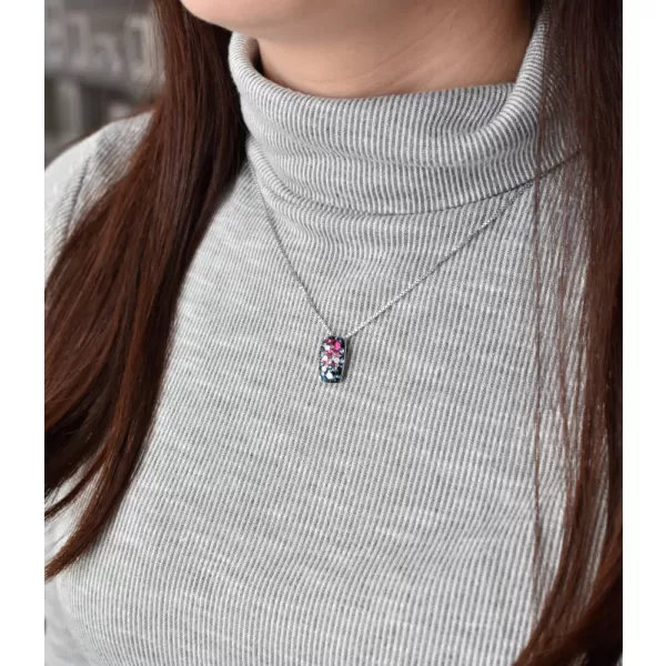 Stříbrný přívěsek s krystaly Swarovski mix barev obdélník 34194.4 galaxy