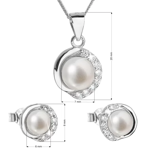 Perlová souprava z říčních perel bílá 29022.1