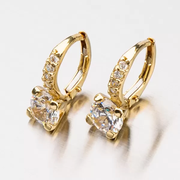 Dámské náušnice žluté zlato 585 zirkon 12-336