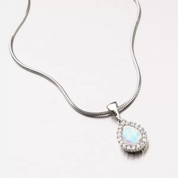 Dámský přívěsek bílé zlato 585 zirkon opál 13-193