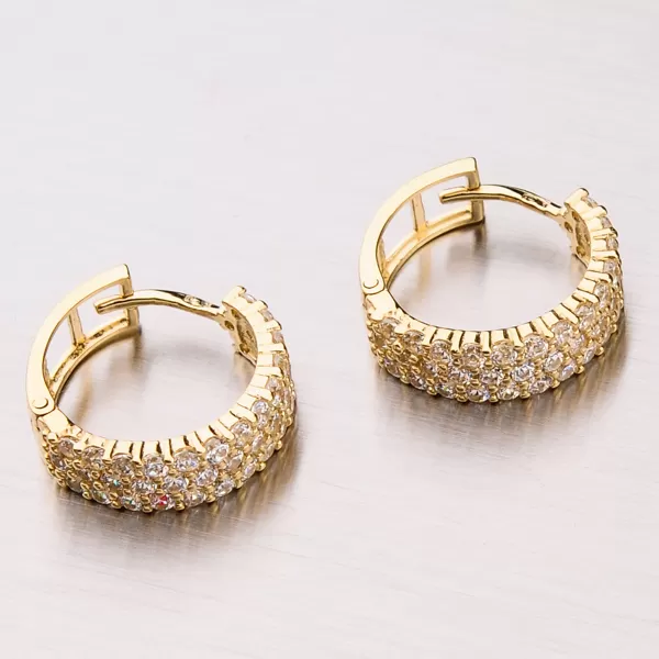 Dámské náušnice žluté zlato 585 zdobené kroužky 42-31562