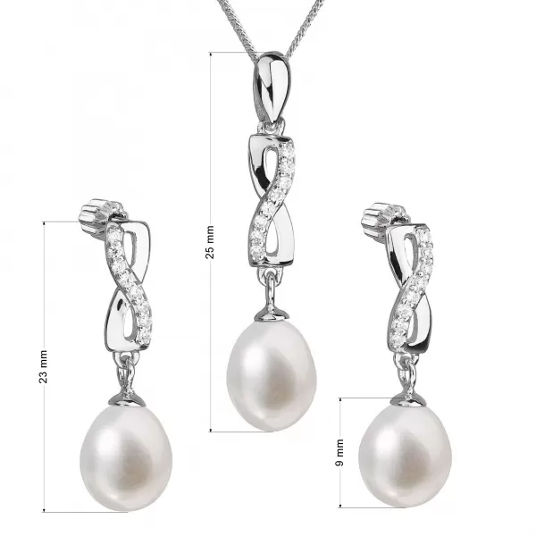 Perlová souprava z říčních perel bílá 29041.1