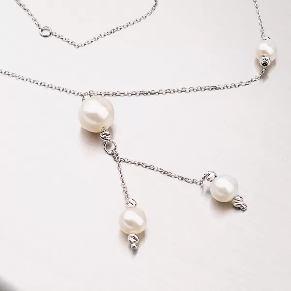 Dámský náhrdelník bílé zlato 585 perly perlový 45-1837