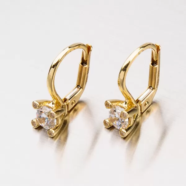 Dámské náušnice žluté zlato 585 zirkon 12-376