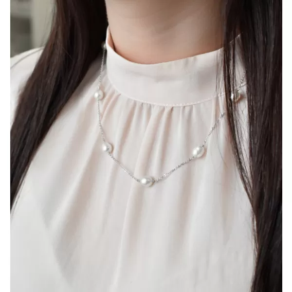 Perlový náhrdelník z pravých říčních perel bílý 22016.1