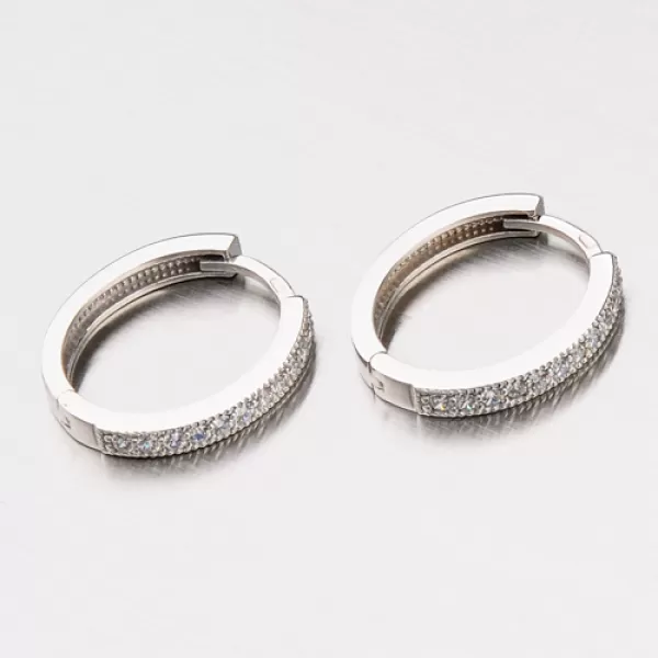 Dámské náušnice oválky se zirkony v bílém zlatě 12-338