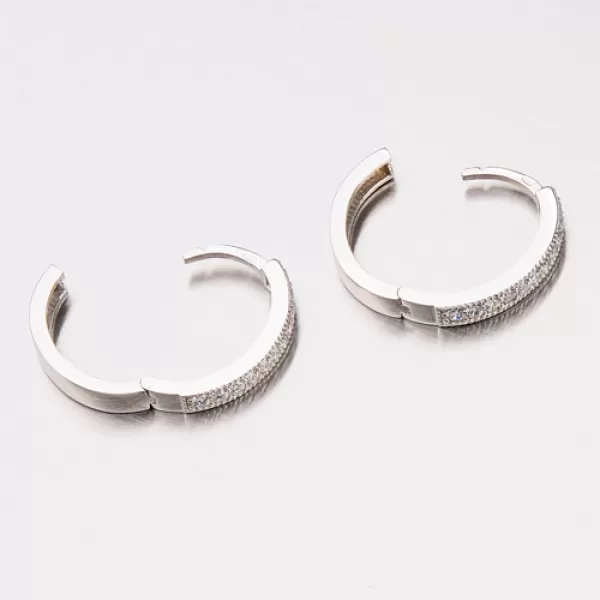 Dámské náušnice oválky se zirkony v bílém zlatě 12-338