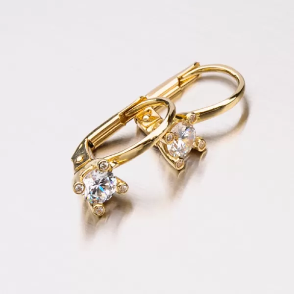 Dámské náušnice žluté zlato 585 zirkon 12-376