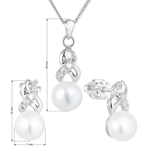 Perlová souprava z říčních perel bílá 29044.1